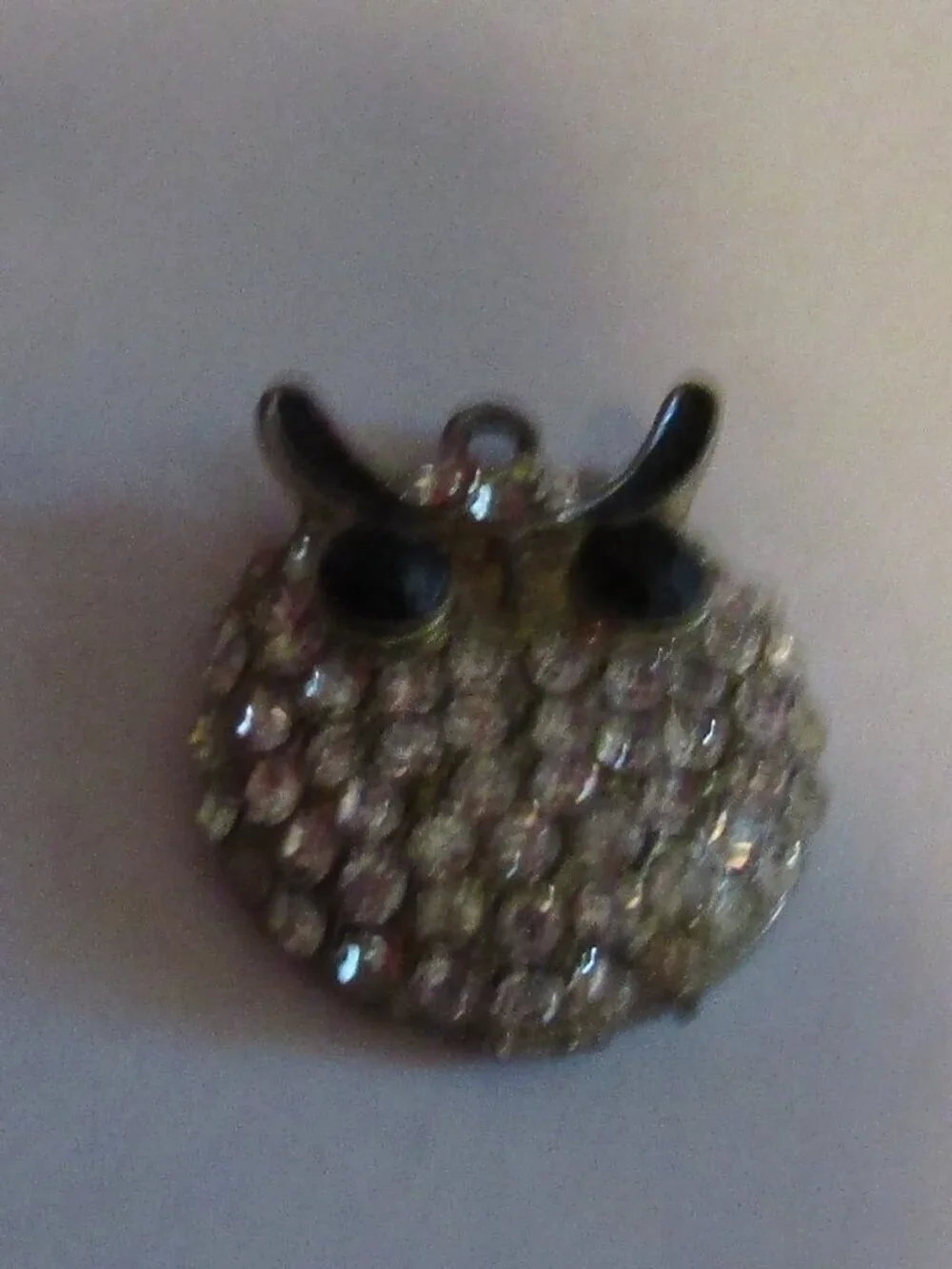 Sparkly OWL PENDANT, Rhinestone Body and Enamel eyes and feathers